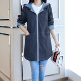 Übergangsjacke Damen | Regenjacke Damen | Kapuze & Zipper für taillierten Wetterschutz – Blau