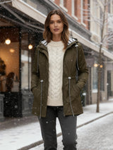 Übergangsjacke Damen | Regenjacke Damen | Kapuze & versetzter Zipper für flexiblen Schutz – Grün