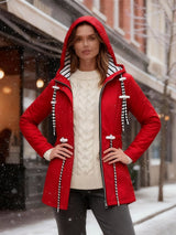 Übergangsjacke Damen | Regenjacke Damen | Kapuze & versetzter Zipper für flexiblen Schutz – Rot