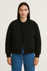 Übergangsjacke Damen | Steppjacke Damen | Druckknöpfe & sichere Pattentaschen – Schwarz