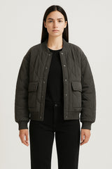 Übergangsjacke Damen | Steppjacke Damen | Druckknöpfe & sichere Pattentaschen – Grau