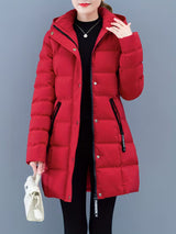 Übergangsjacke Damen | Steppmantel Damen | Kapuze & Windschutz – Rot