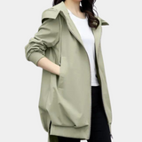 Übergangsjacke Damen | Windjacke Damen | Kapuze & Stehkragen für starken Windschutz – Grün