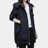 Übergangsjacke Damen | Windjacke Damen | Kapuze & Stehkragen für starken Windschutz – Schwarz