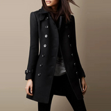 Übergangsjacke Damen | Winterjacke Damen | Doppelreiher für elegante Wärme – Schwarz
