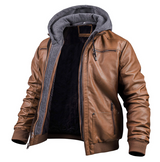 Übergangsjacke Herren | Bomberjacke Herren | Kapuzeneinsatz & sichere Reißverschlusstaschen – Braun