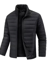 Übergangsjacke Herren | Steppjacke Herren| Stehkragen-Windschutz & Leichtwärme – Schwarz