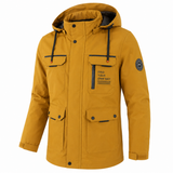 Übergangsjacke Herren | Steppjacke Herren mit Kapuze | Windschutz & große Taschen – Gelb