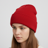 Gestrickte Wintermütze mit warmer Isolierung – Rot