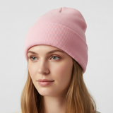 Gestrickte Wintermütze mit warmer Isolierung – Rosa