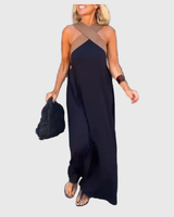 Magdalena | Damen Anmutiges Fließendes Maxikleid – Maxi Kleid Fließend Elegant 2026 – Schwarz