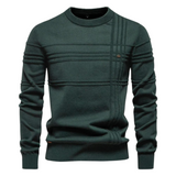 LEANDRO | ELEGANTER HERRENPULLOVER MIT KAROMUSTER – Grün