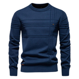 LEANDRO | ELEGANTER HERRENPULLOVER MIT KAROMUSTER – Marineblau