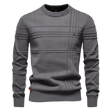 LEANDRO | ELEGANTER HERRENPULLOVER MIT KAROMUSTER – Grau