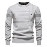 LEANDRO | ELEGANTER HERRENPULLOVER MIT KAROMUSTER – Hellgrau
