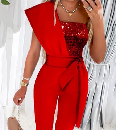 Luxus Jumpsuit Mit Gürtel Für Damen | Formell
