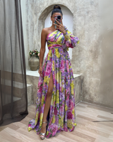 Lina | Hochwertiges Kleid mit Langen Ärmeln Damen – Regenbogen