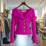 Damen Strickjacke Mit Breitem Kragen – Rosa