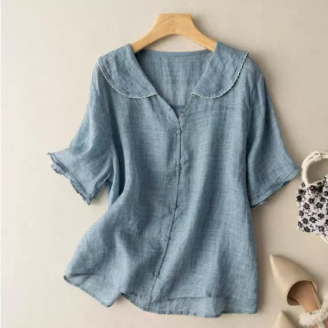 Damen Sommer Lässige Button Down Bluse | Vintage