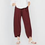 Netha Leinenhose Damen – Mühelose Wide-Leg-Hose – Weinrot
