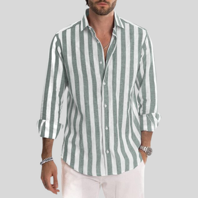 Herren Gestreift Langarm Hemd | Button-Down