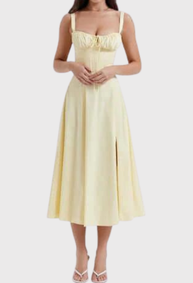 Damen Elegantes Sommer Sonnen Kleid | Midi