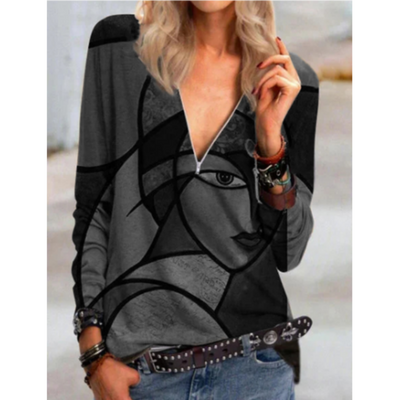 Brunetta® | Stylische Bluse mit V-Ausschnitt und abstraktem Print