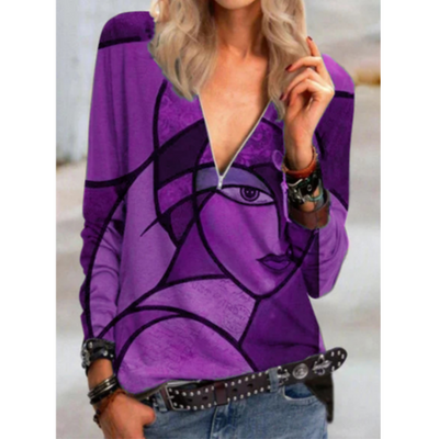 Brunetta® | Stylische Bluse mit V-Ausschnitt und abstraktem Print