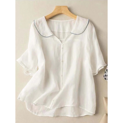 Damen Sommer Lässige Button Down Bluse | Vintage