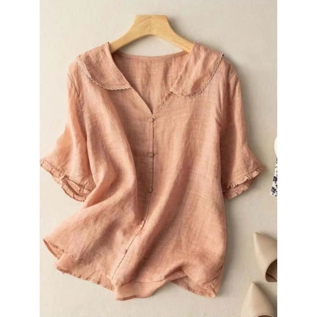 Damen Sommer Lässige Button Down Bluse | Vintage