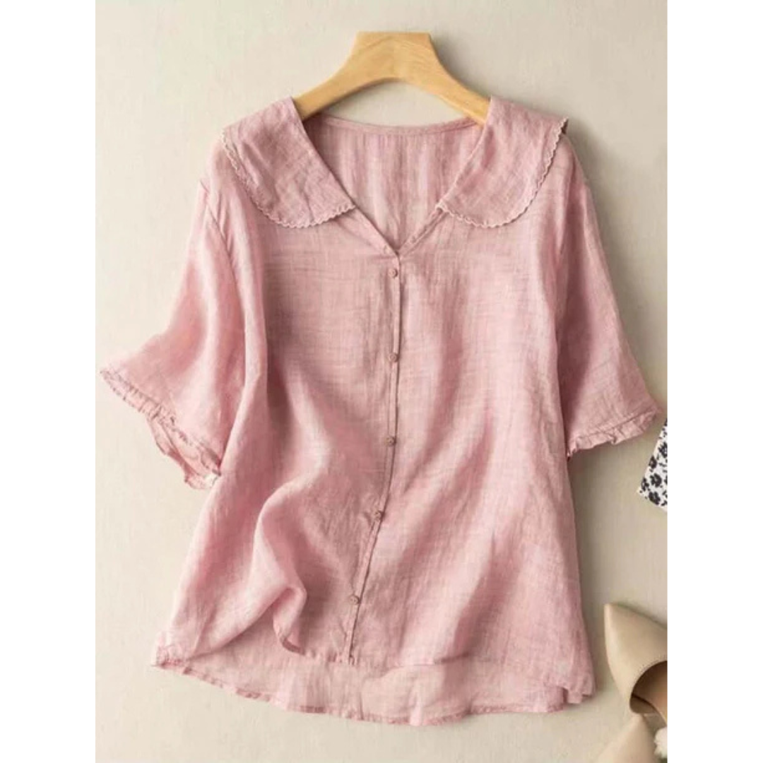 Damen Sommer Lässige Button Down Bluse | Vintage