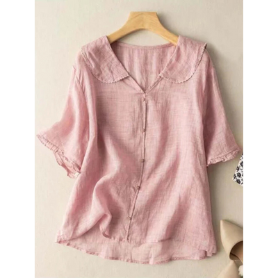 Damen Sommer Lässige Button Down Bluse | Vintage