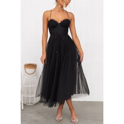 Elegantes Sommerkleid Mit Spaghettiträgern Für Damen | Midi