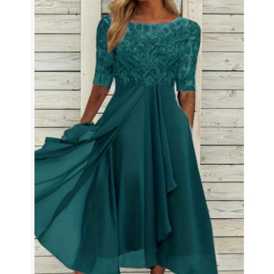 Damen Plissee Rundhalsausschnitt Kleid | Mini