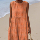 Ärmelloses besticktes Kleid für Damen – Orange