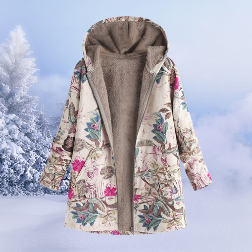 Damen Winterjacke Mit Blumenmuster | Warm
