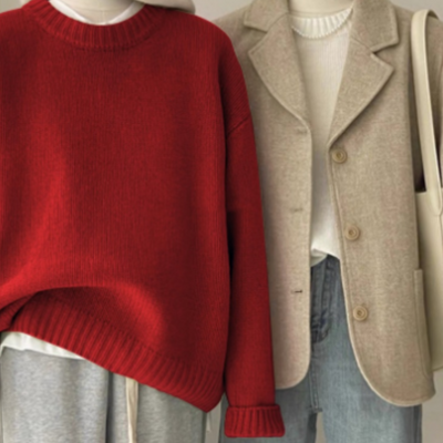 Übergroßer Rundhalspullover Aus Strick Für Damen | Warm