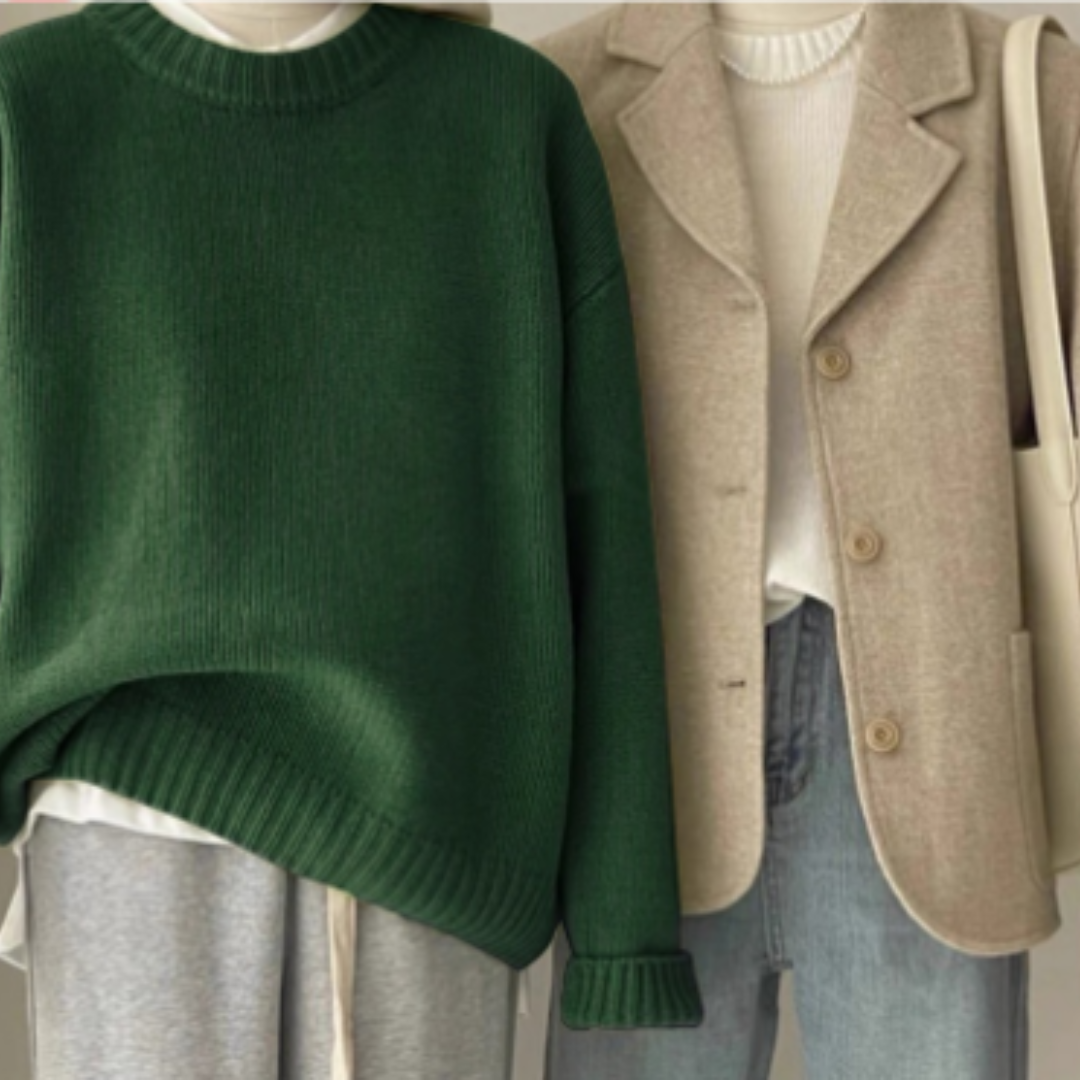 Übergroßer Rundhalspullover Aus Strick Für Damen | Warm