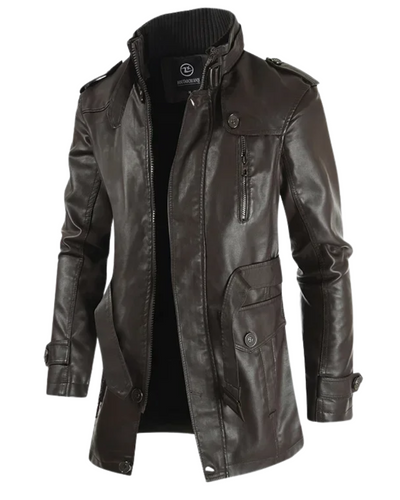 Anton® | Elegante lange Motorradjacke aus Leder