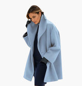 Julia | Damen Oversized Wintermantel im modernen Stil – Blau