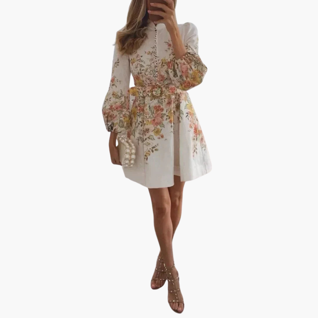 Mini Kleid mit Knopfleiste - Damen Sommerkleid mit Print