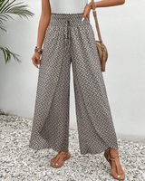 Lena | Elegante Damenhose mit weitem Bein Print – Weiß