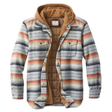 Simon | Herren Patchwork Flanelljacke Winter Gefüttert Kapuze Reißverschluss – Schiefergrau Kariert