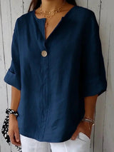 V Ausschnitt Bluse Damen | Lässig & Elegant – Marineblau