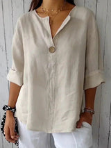 V Ausschnitt Bluse Damen | Lässig & Elegant – Beige