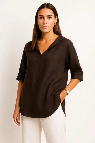 V-Ausschnitt-Bluse in lockerer Passform