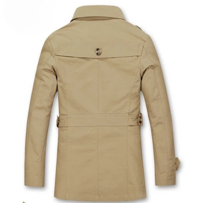 Herren Wintermantel - Eleganter Trenchcoat mit Gürtelschlaufen und Knopfleiste