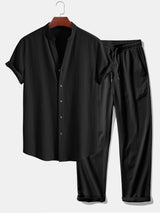Adrian - Leichtes Sommer-Set aus Hemd und Hose – Schwarz & Schwarz