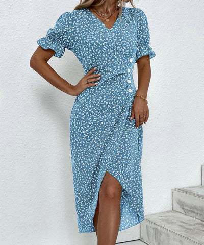 Vanessa – Geblümtes Midikleid mit V-Ausschnitt