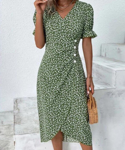 Vanessa – Geblümtes Midikleid mit V-Ausschnitt